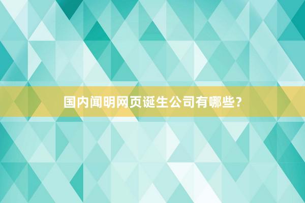 国内闻明网页诞生公司有哪些？